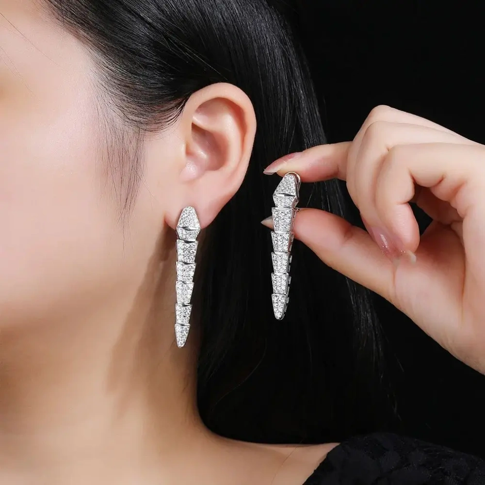 Winkin Winsin Brand MST Top Quality Snake Pendant Earrings 925 Sterling Silver Tassel Stud Drop Earrings For Women Jewelry