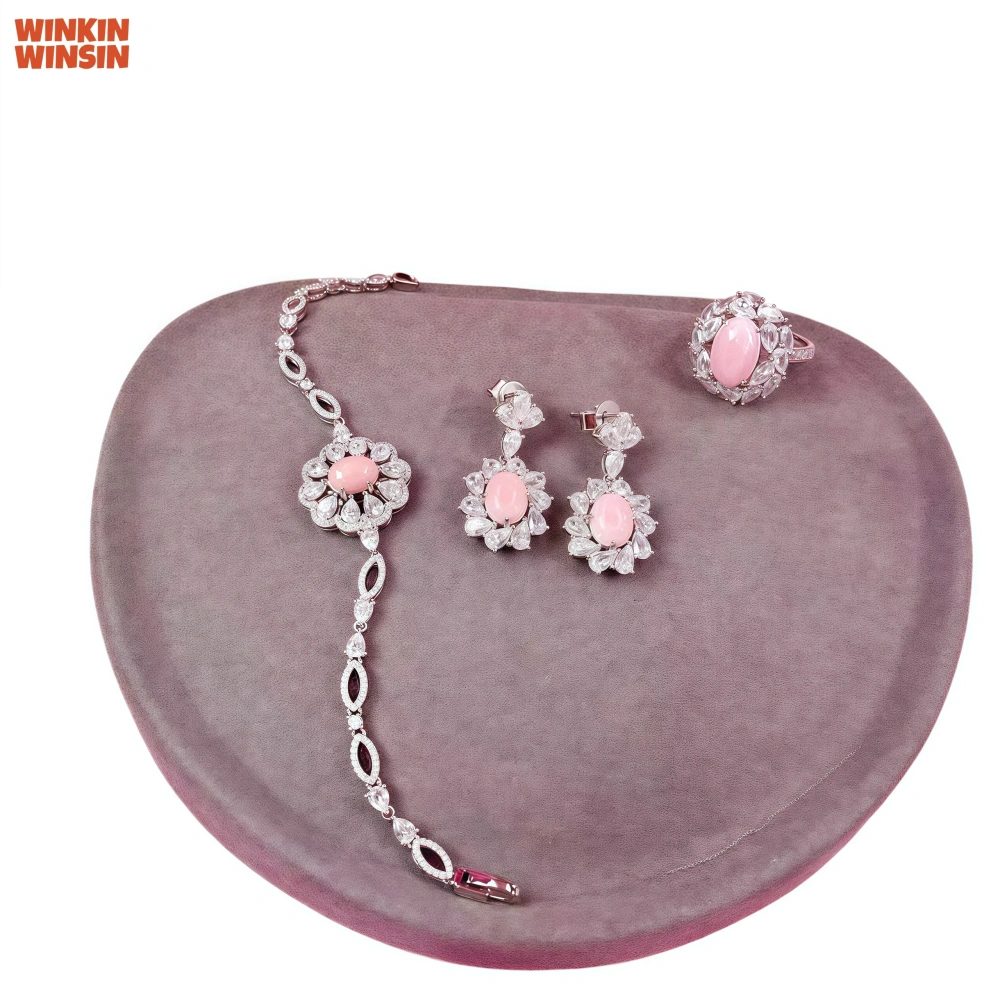 WINKIN WINSIN Brand MGI Silver Jewelry Super Fairy Natural Conch Pearl Pink Pearl Earrings Ring Set