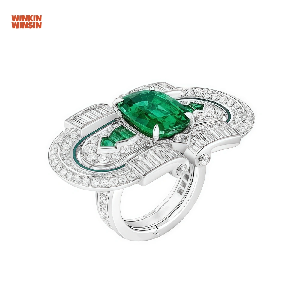 WINKIN WINSIN Brand Certificated MST 925 Sterling Silver Rings Women Lab Grown Gemstones Spinel High Carbon Diamond Ring Jewelry