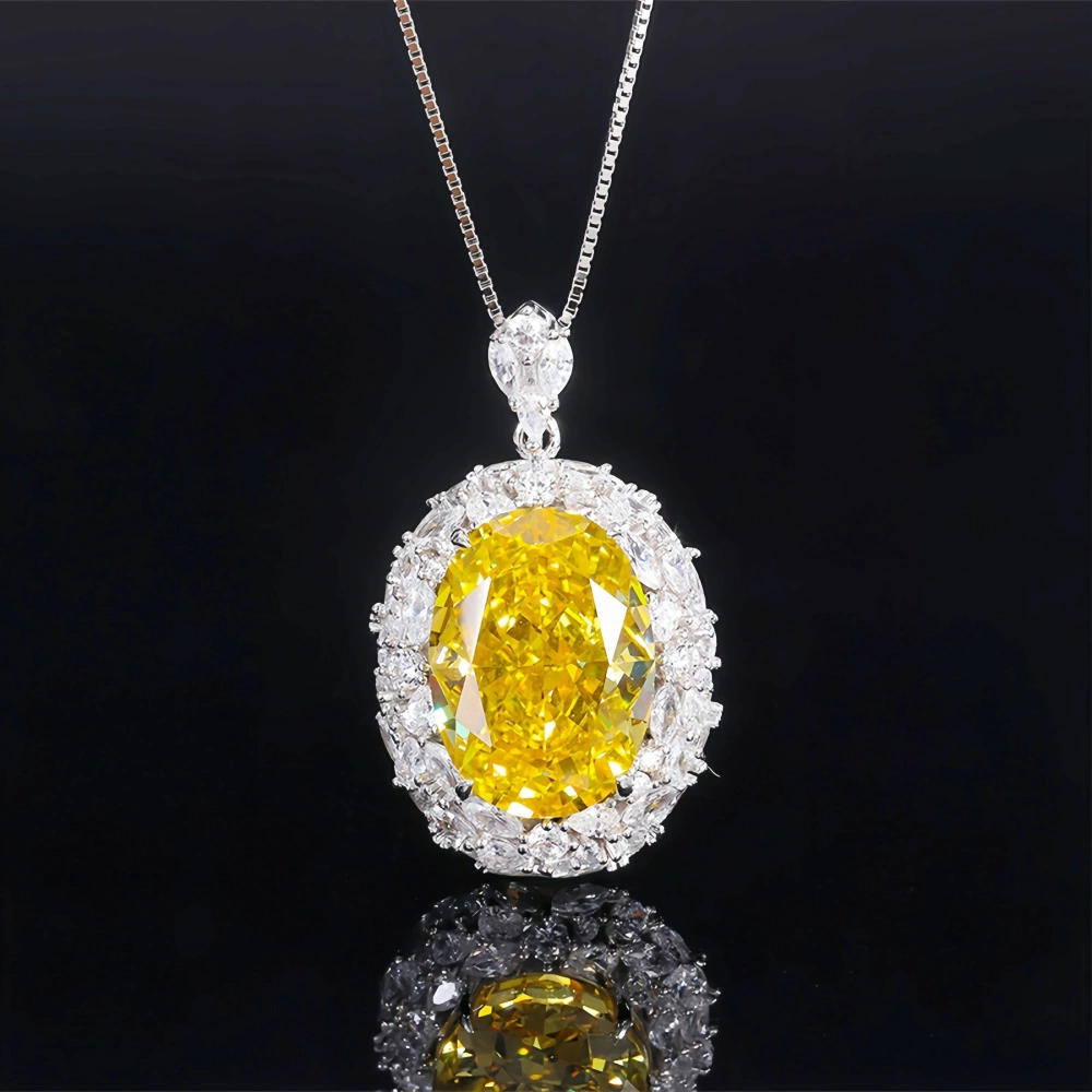 WINKIN WINSIN Brand Real 925 Sterling Silver Pendant Necklace Carbon Diamond 13*18mm Egg Gemstones Pendants Necklaces Jewelry