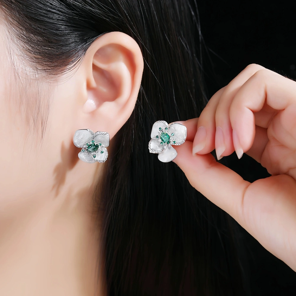 WINKIN WINSIN Brand MST 925 Sterling Silver Flower Earrings High Quality Lab Grown Gemstones Stud Earrings Jewelry