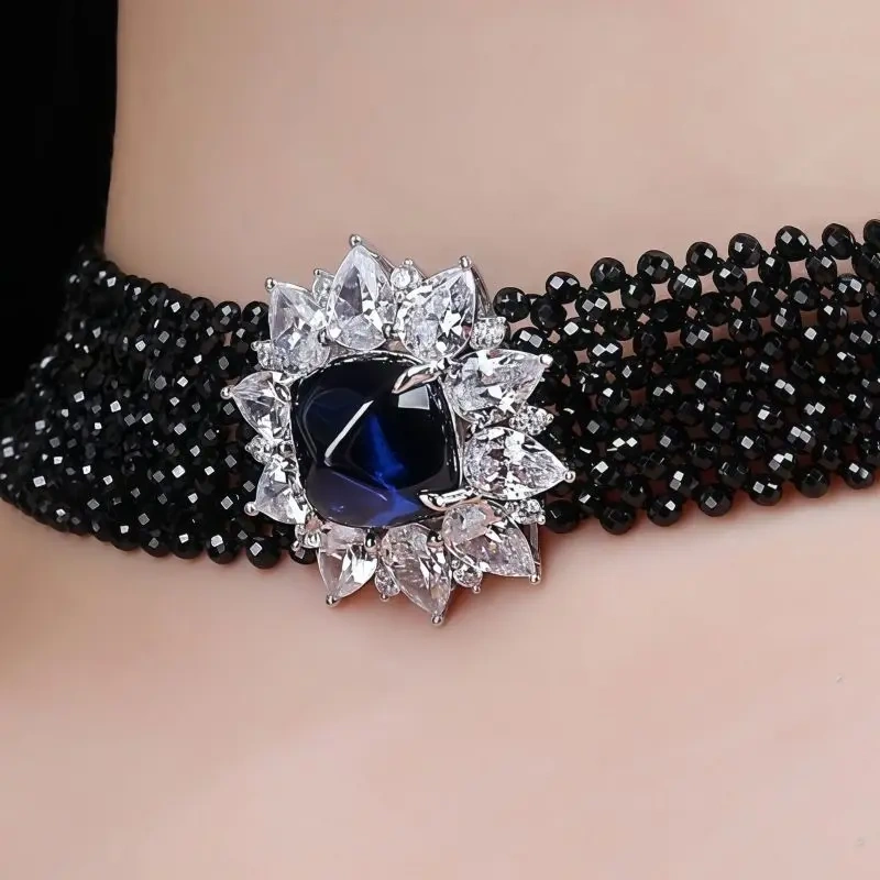 WINKIN WINSIN Brand MST Flower Lab Grown Gemstones Collar Choker Necklace 925 Sterling Silver Necklaces Jewelry