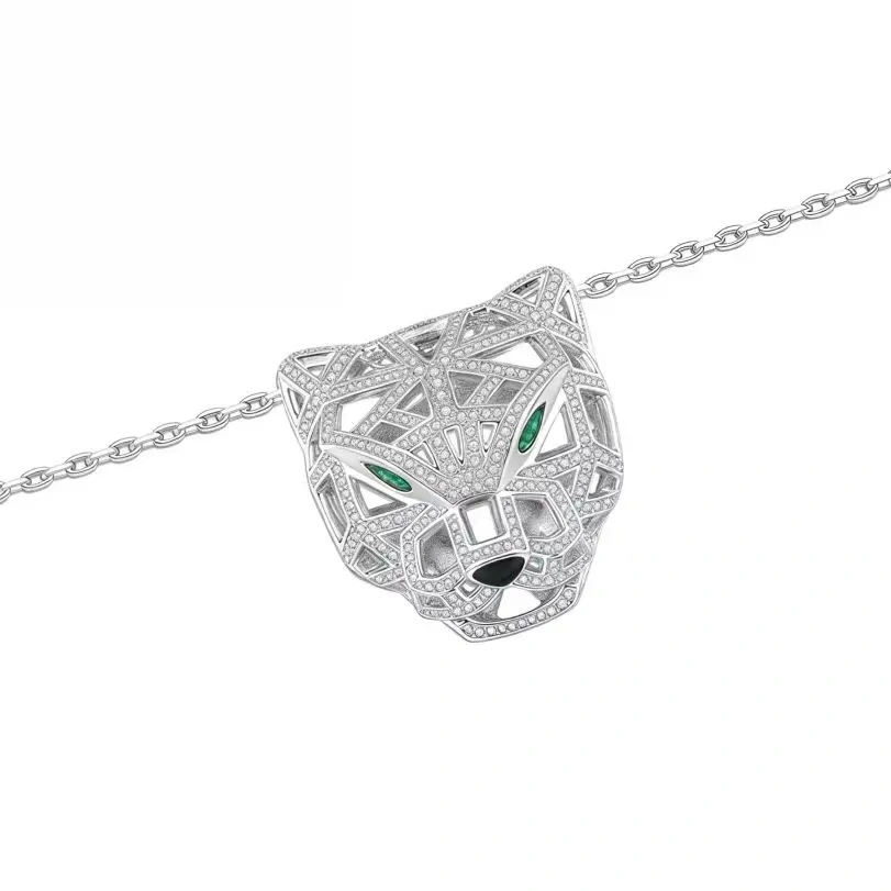 WINKIN WINSIN 925 Sterling Silver Pendants For Women Men Cheetah Leopard Pendant Necklaces High Carbon Diamond Necklaces Jewelry