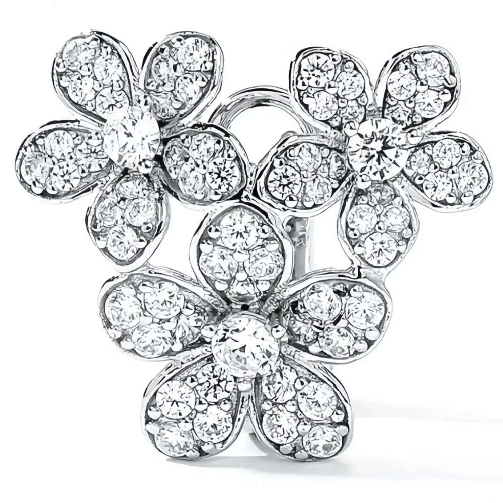 WINKIN WINSIN Brand MST Three Flower Petal High Carbon Diamond Earring For Woman 925 Sterling Silver Stud Earrings Jewelry