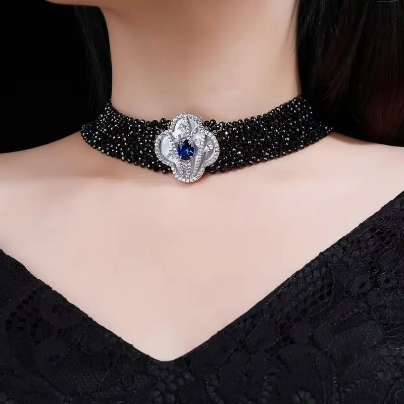 WINKIN WINSIN Brand MST Lab Grown Gemstones Collar Choker Crystal Multi-layer Necklace 925 Sterling Silver Necklaces Jewelry