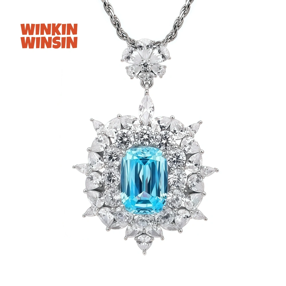 WINKIN WINSIN Brand MST High Quality Artificial Sapphire Lab Grown High Carbon Diamond Water Droplet Pendants Necklaces Jewelry