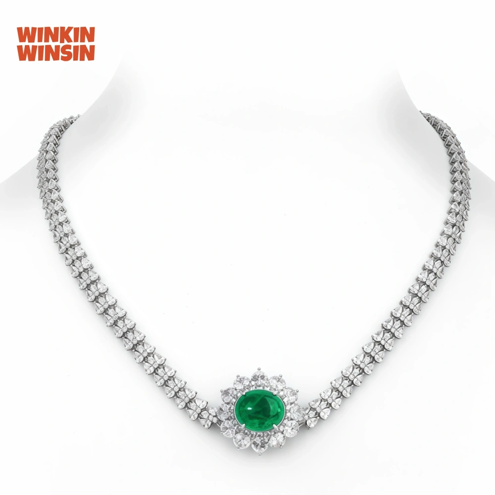Winkin Winsin Brand 925 Sterling Silver Pendants twisted chain Necklace Plated Platinum High Carbon Diamond Necklace Pendant