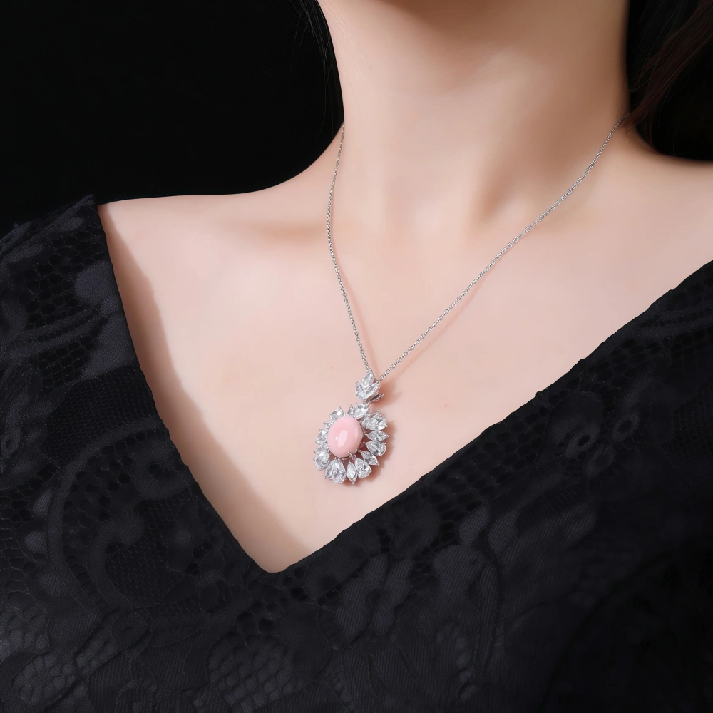 WINKIN WINSIN Brand S925 Sterling Silver Necklace Women's Jewelry Gold-Plated High Carbon Diamond Fashionable Shell Necklace