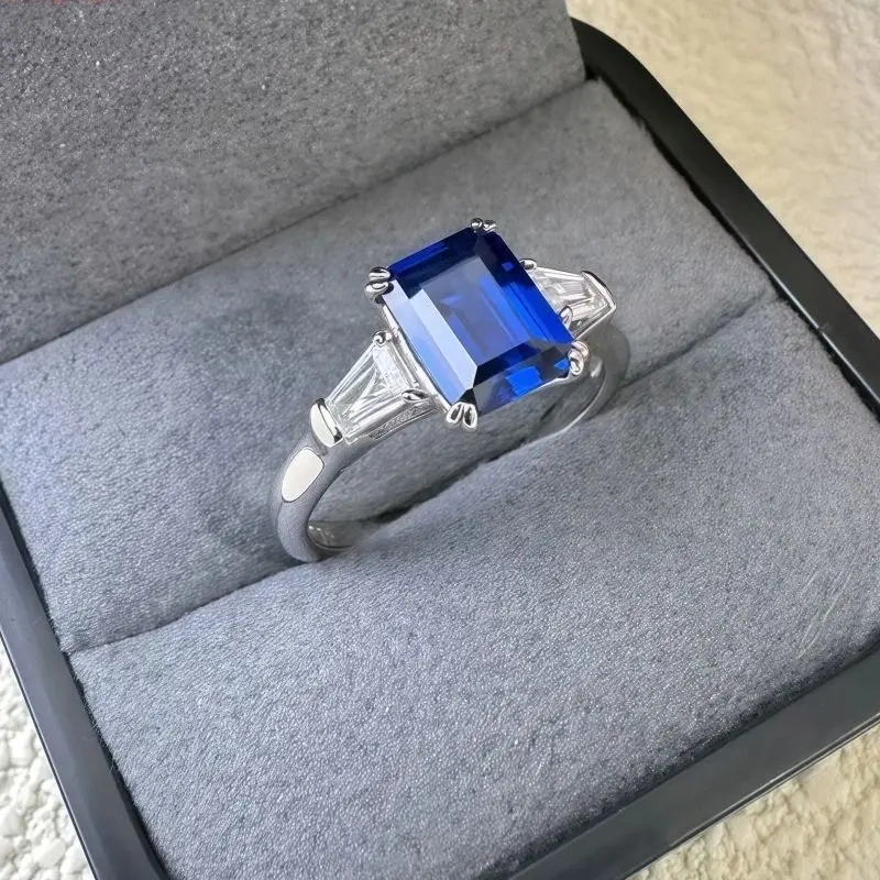 WINKIN WINSIN Brand MST Hot Sales 2.5ct Synthetic Sapphire Tanzanite 925 Sterling Silver High Carbon Diamond Ring Jewelry