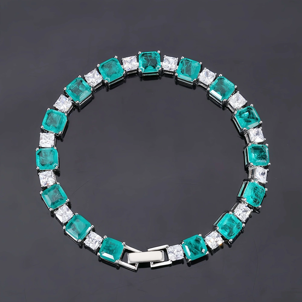WINKIN WINSIN Brand 19g Real 925 Sterling Silver Jewelry Bracelets For Women Colorful Gemstones 16-18cm Chain Bracelet Jewellery