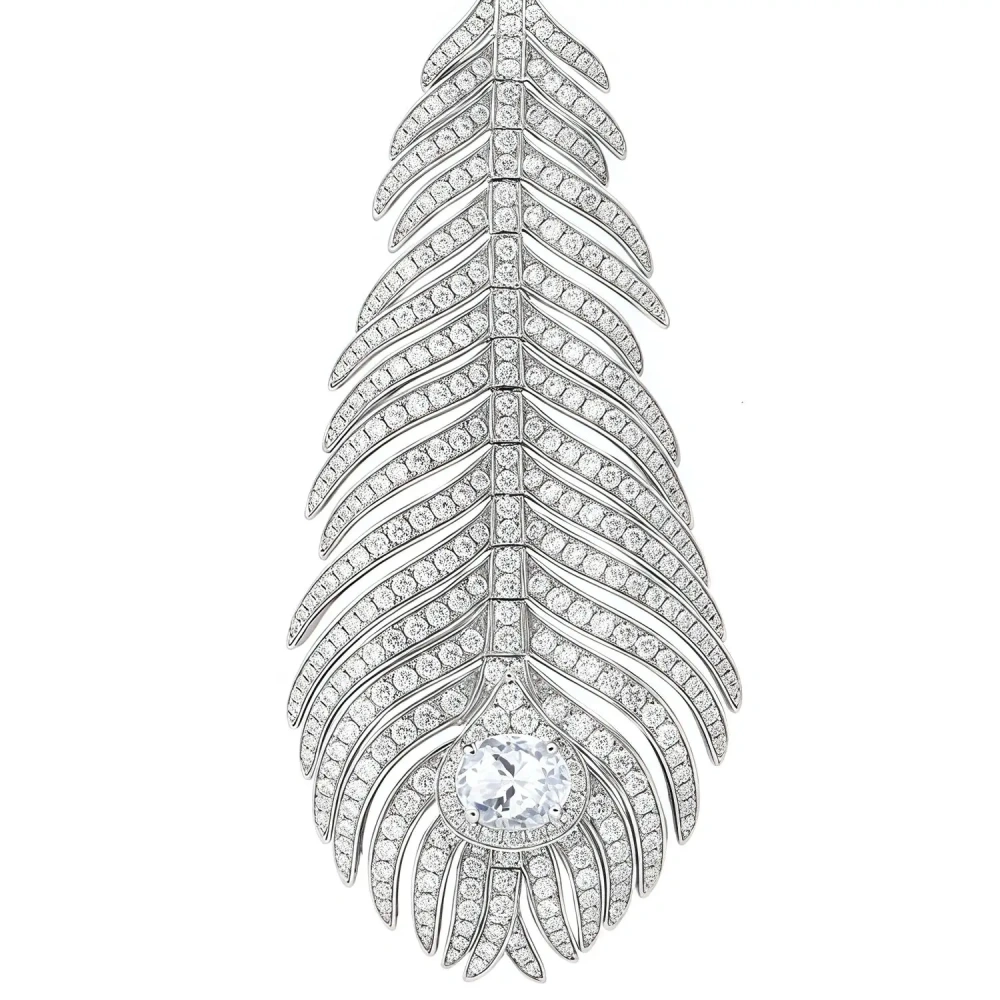 WINKIN WINSIN Brand 925 Sterling Silver Peacock Feather Necklaces Pendants Zircon Gemstones Necklace Pendant Jewelry For Women