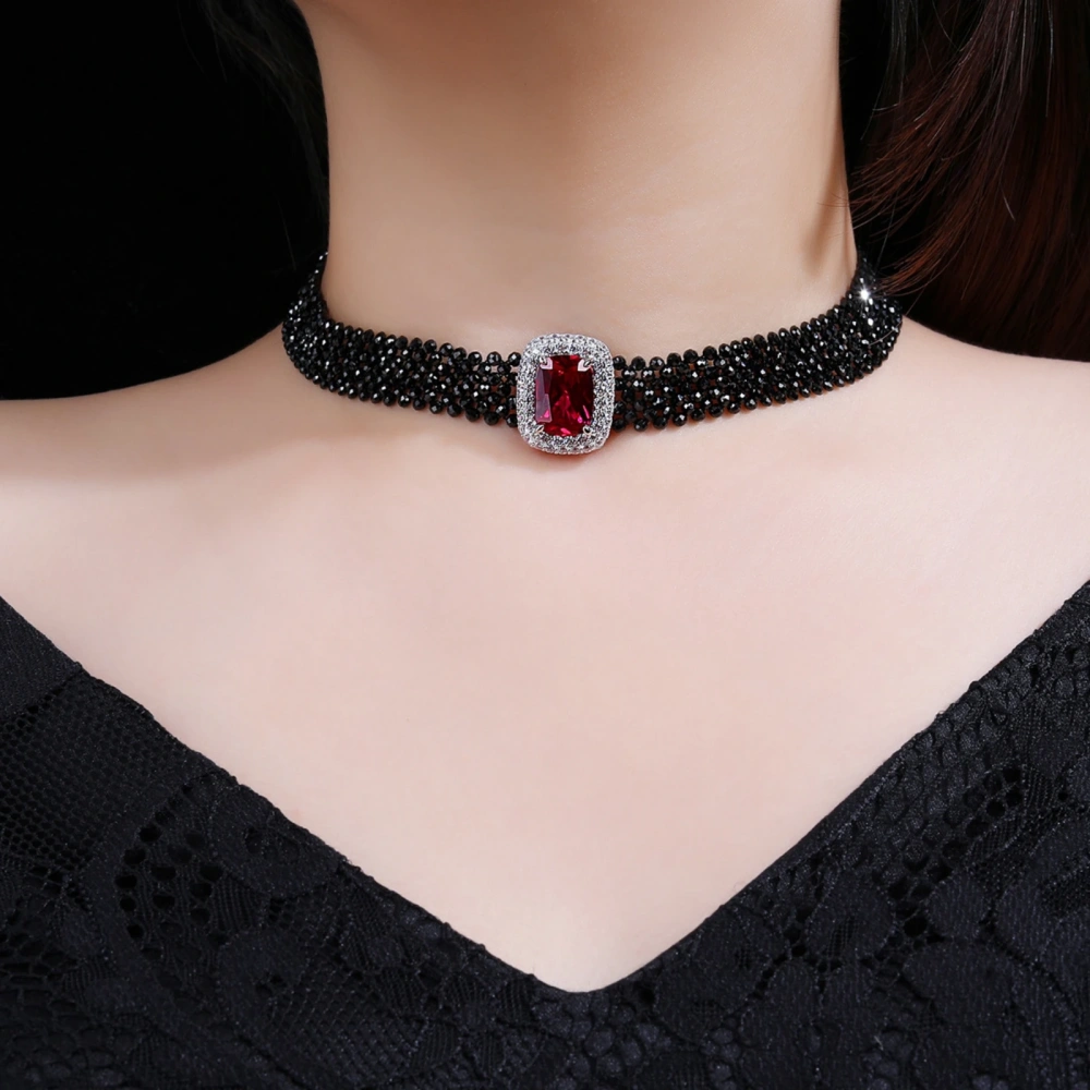 WINKIN WINSIN Brand MST Flower Lab Grown Gemstones Collar Choker Necklace 925 Sterling Silver Multi Layer Necklace Jewelry