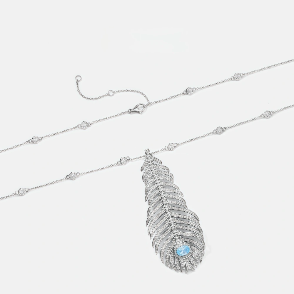 WINKIN WINSIN Brand MST Luxury Brand Designer 925 Sterling Silver Feather Necklace Electroplated Gold Necklaces Jewelry