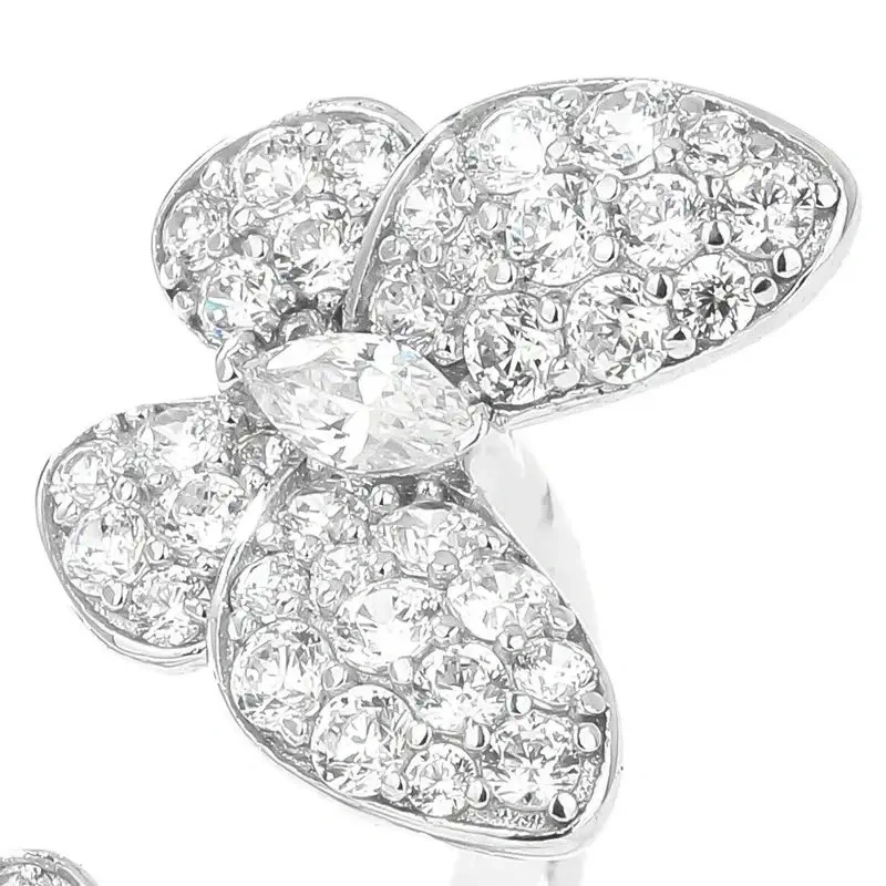 WINKIN WINSIN Brand MST 925 Sterling Silver Double Butterfly Diamond Open Ring High Carbon Diamond Zircon Rings Fine Jewelry
