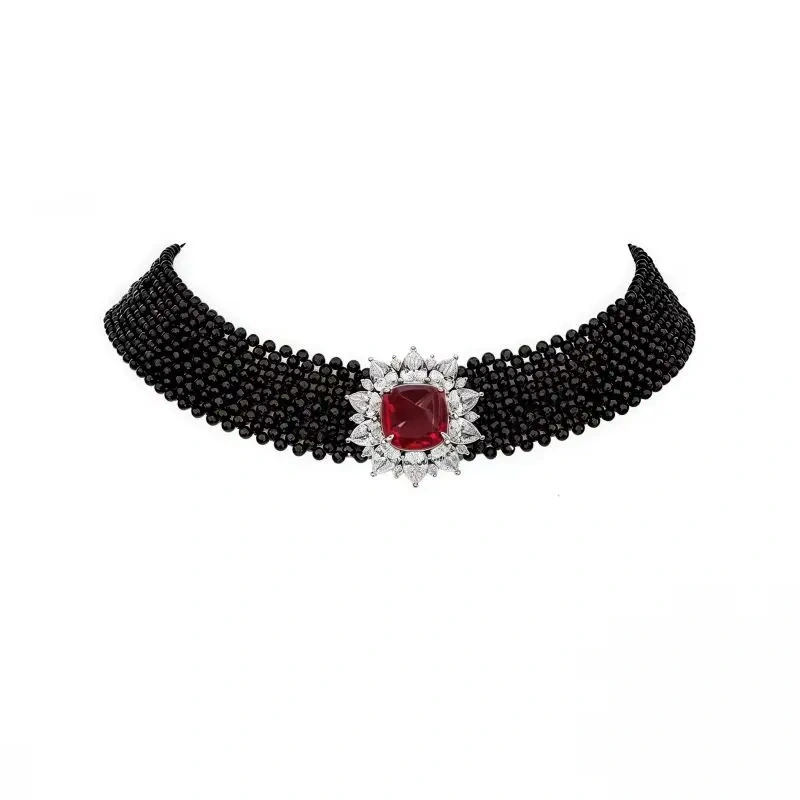 WINKIN WINSIN Brand MST Flower Lab Grown Gemstones Collar Choker Necklace 925 Sterling Silver Necklaces Jewelry