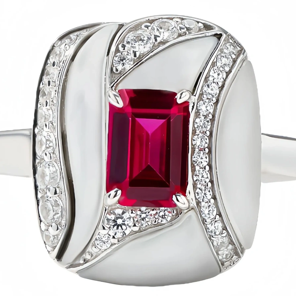 WINKIN WINSIN Brand MST High Quality 925 Sterling Silver Square Shell Ring Lab Grown High Carbon Diamond Rings Fine Jewelry