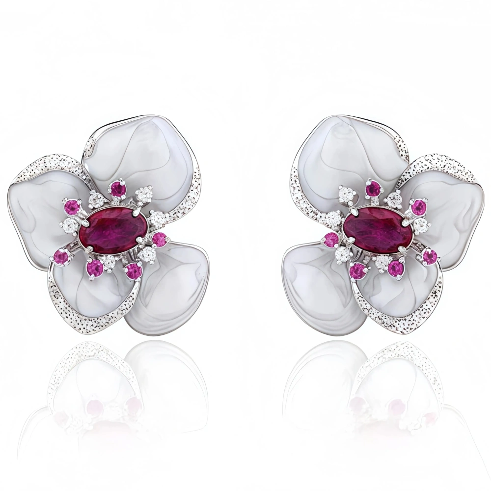 WINKIN WINSIN Brand MST 925 Sterling Silver Flower Earrings High Quality Lab Grown Gemstones Stud Earrings Jewelry