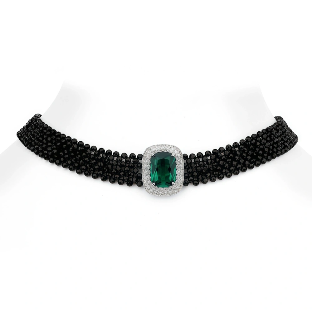 WINKIN WINSIN Brand MST Flower Lab Grown Gemstones Collar Choker Necklace 925 Sterling Silver Multi Layer Necklace Jewelry