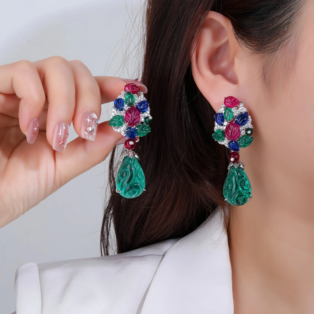 WINKIN WINSIN Brand MST High Quality Lab Grown Gemstone Tutti Frutti Drop Earrings 925 Sterling Silver Stud Earrings Jewelry