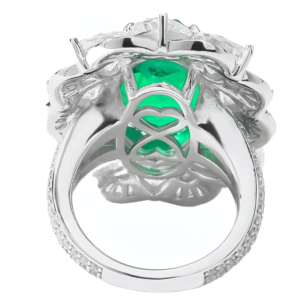 WINKIN WINSIN Brand MST 925 Sterling Silver Lab Grown Gemstones Emerald Ring Lab Grown High Carbon Diamond Rings Jewelry
