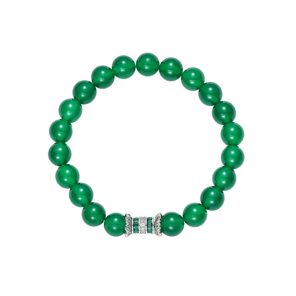 WINKIN WINSIN Brand MST High Quality S925 Pure Silver Inlaid High Carbon Diamond Bracelet For Women Green Agate Bracelet Jewelry