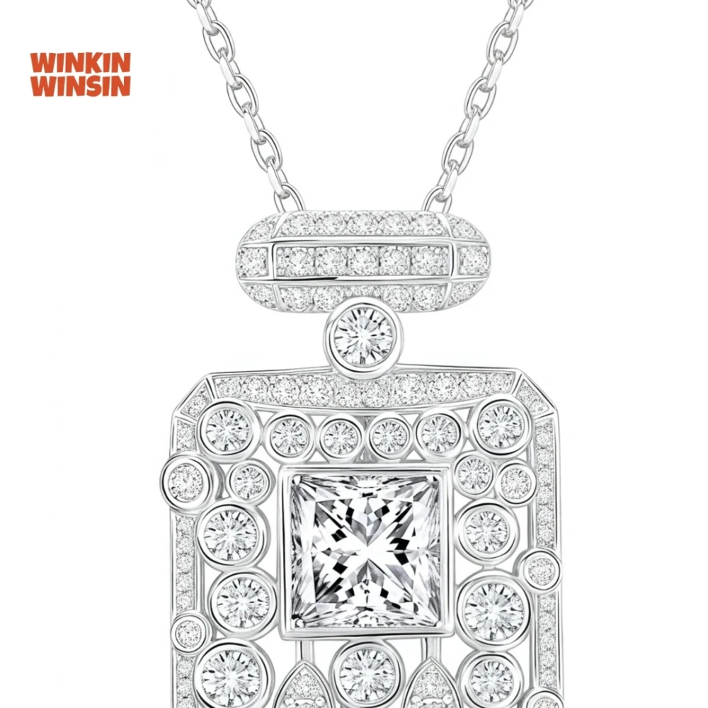 WINKIN WINSIN Brand MST 925 Sterling Silver Perfume Bottle Tassel Water Drop Diamond Necklace High Carbon Diamond Jewelry Women