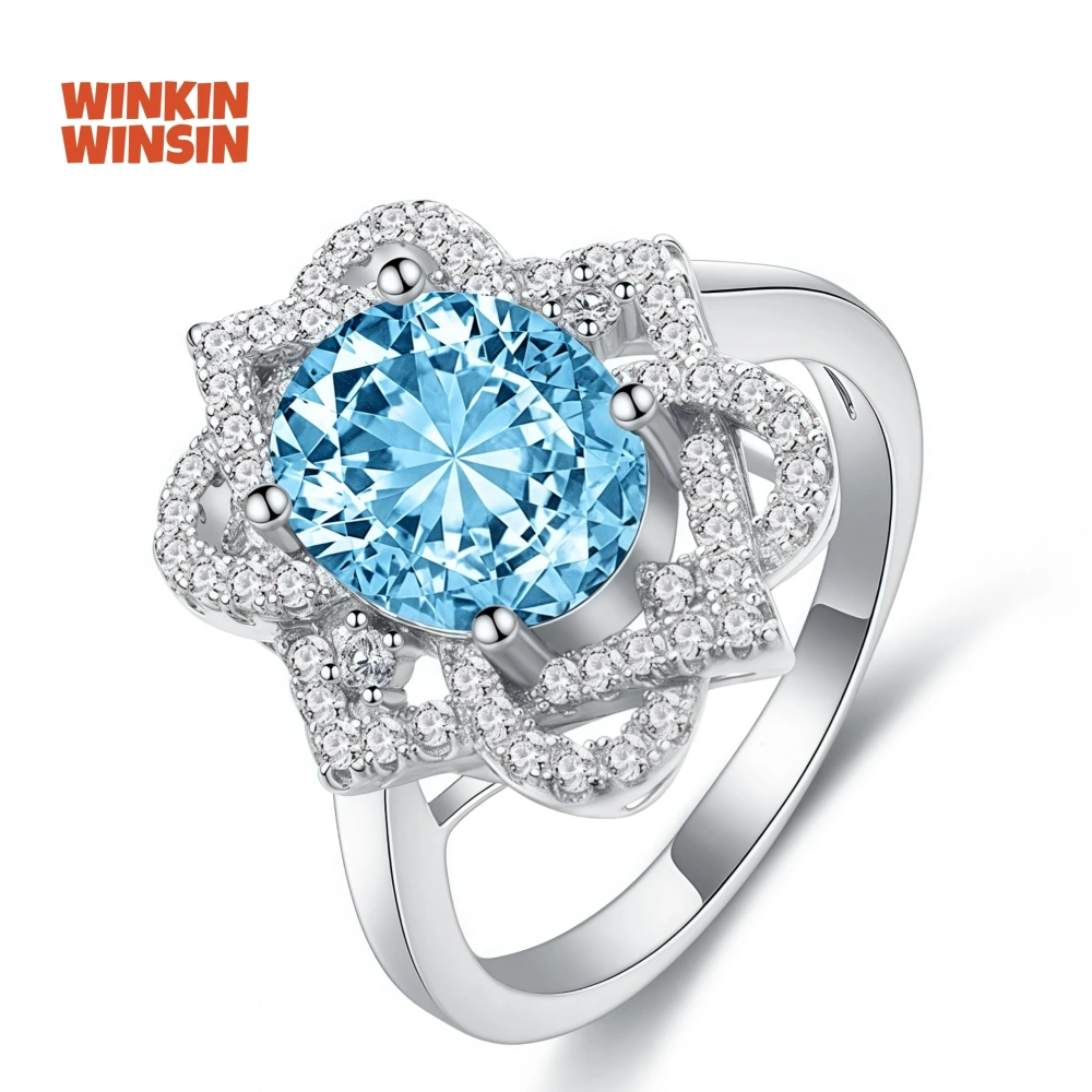 WINKIN WINSIN Brand MST Newest Hot Sales Oval 4ct Synthetic Sapphire Zircon 925 Sterling Silver High Carbon Diamond Ring Jewelry