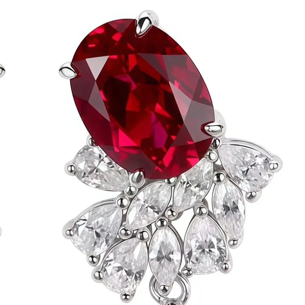 WINKIN WINSIN Brand MGI Silver Jewelry 3.3 Carat Cultured Sapphire Earrings Atmosphere