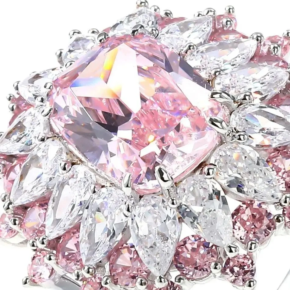 WINKIN WINSIN Brand MST 925 Sterling Silver Pink Gemstones Rings For Women High Quality Diamond Rings Jewelry