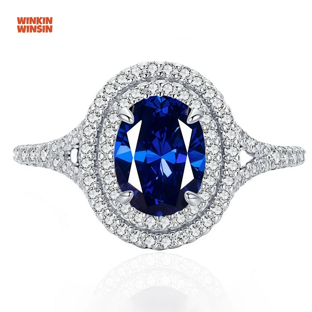 WINKIN WINSIN Brand Luxury s925 925 Sterling Silver Rings For Women Girls Platinum Plating Blue Red Green Gemstones Ring Jewelry