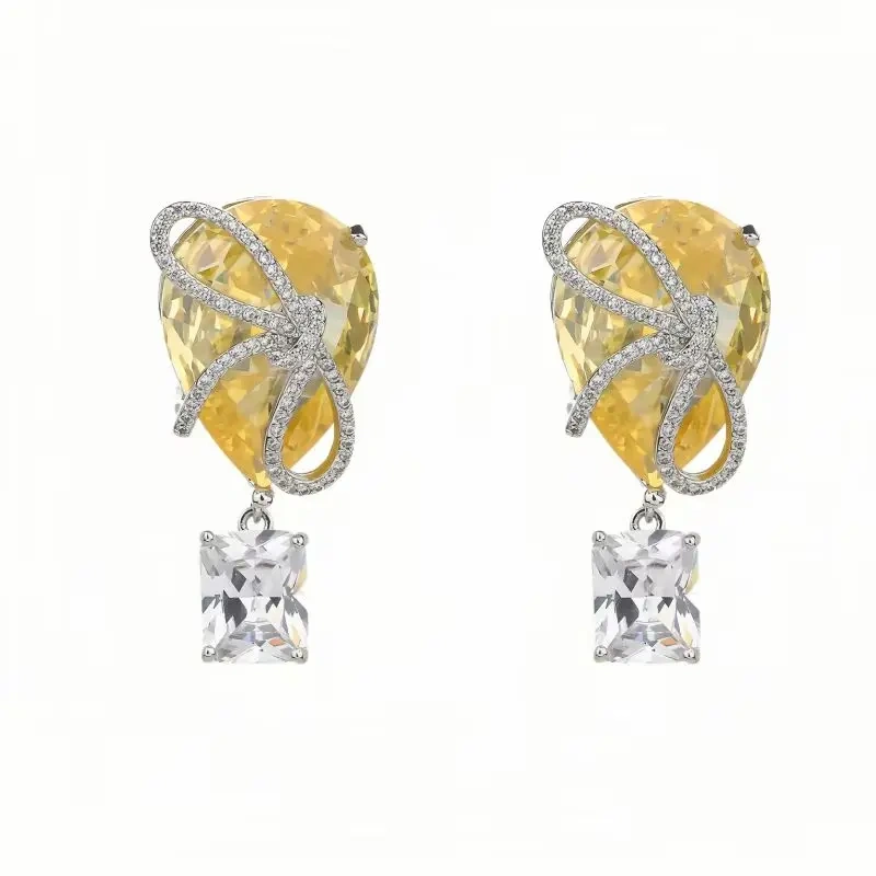 WINKIN WINSIN Brand MST High Quality Lab Grown Gemstone Ear Pendant Drop Earrings For Woman 925 Sterling Silver Earrings Jewelry