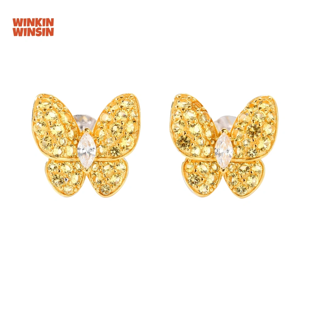 WINKIN WINSIN Brand MST 18k Gold Plated Jewelry Full Diamond Camellia Flower Earring For Woman 925 Sterling Silver Stud Earrings