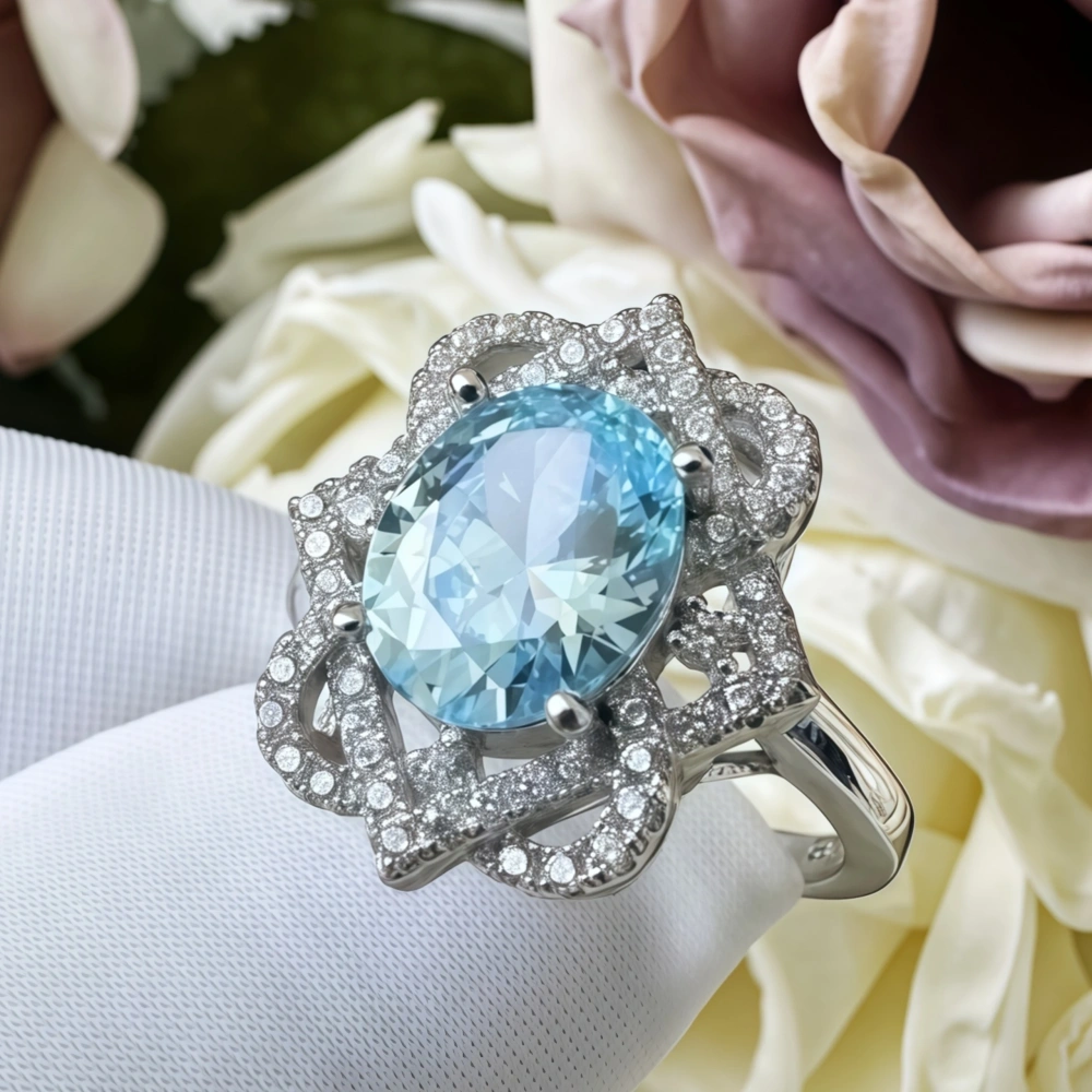 WINKIN WINSIN Brand MST Newest Hot Sales Oval 4ct Synthetic Sapphire Zircon 925 Sterling Silver High Carbon Diamond Ring Jewelry