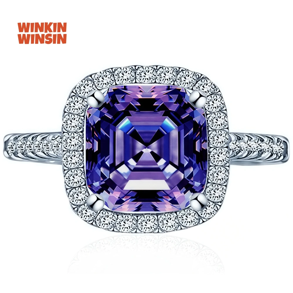 WINKIN WINSIN Brand MST 925 Sterling Silver High Carbon Diamond 3 Carat Elliptical Artificial Sapphire Diamond Rings Jewelry