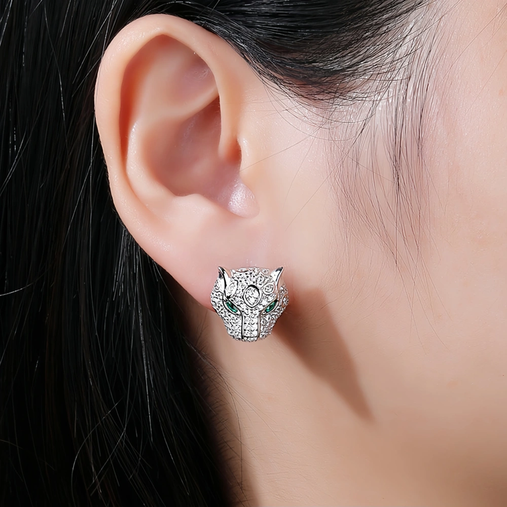 WINKIN WINSIN Brand MST Full Diamond Leopard Head Zircon Stud Earrings 925 Sterling Silver Stud Earrings For Women Fine Jewelry