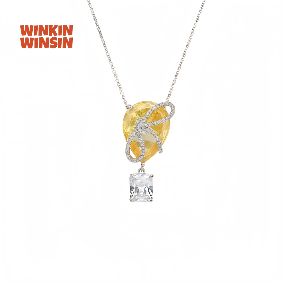 WINKIN WINSIN Brand MST Luxury Lab Grown Gemstones Yellow Diamond Bow S925 Pure Silver Necklace for Women Necklace Jewelry