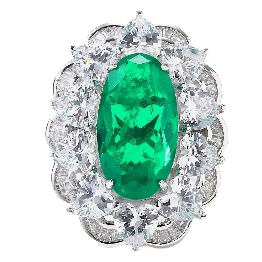 WINKIN WINSIN Brand MST 925 Sterling Silver Lab Grown Gemstones Emerald Ring Lab Grown High Carbon Diamond Rings Jewelry