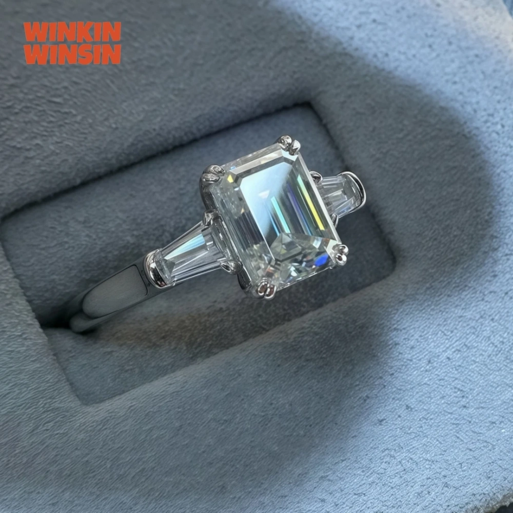 WINKIN WINSIN Brand MST 2ct Moissanite Diamond Ring High Quality 925 Sterling Silver High Carbon Diamond Rings Jewelry