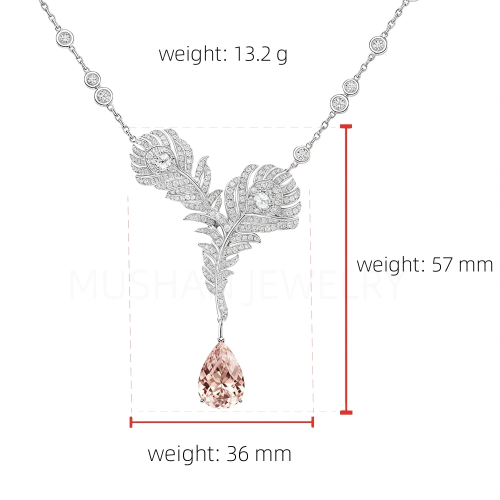 WINKIN WINSIN Brand Women 925 Sterling Silver Necklaces Pendants High Carbon Diamond Gemstones Feather Necklace Pendant Jewelry