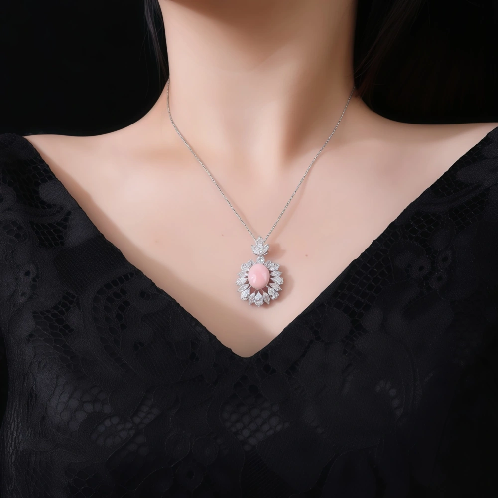 WINKIN WINSIN Brand S925 Sterling Silver Necklace Women's Jewelry Gold-Plated High Carbon Diamond Fashionable Shell Necklace