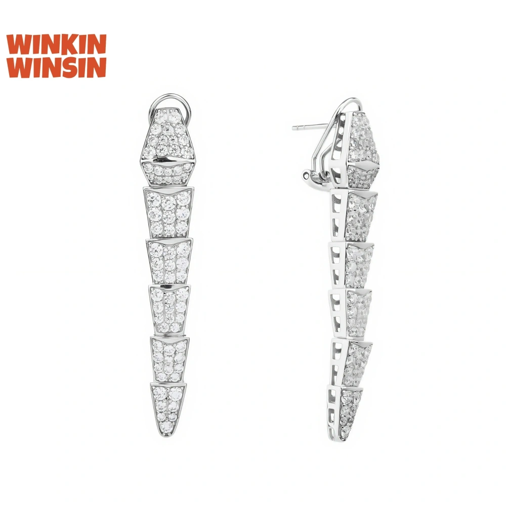 Winkin Winsin Brand MST Top Quality Snake Pendant Earrings 925 Sterling Silver Tassel Stud Drop Earrings For Women Jewelry