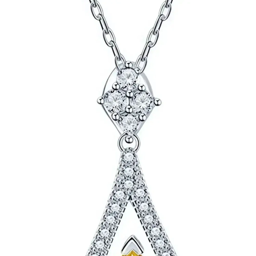 WINKIN WINSIN MST Top Grade s 925 Sterling Silver Chain Necklace Pendant Carbon Diamond Water Drop Pendants Necklaces Jewelry