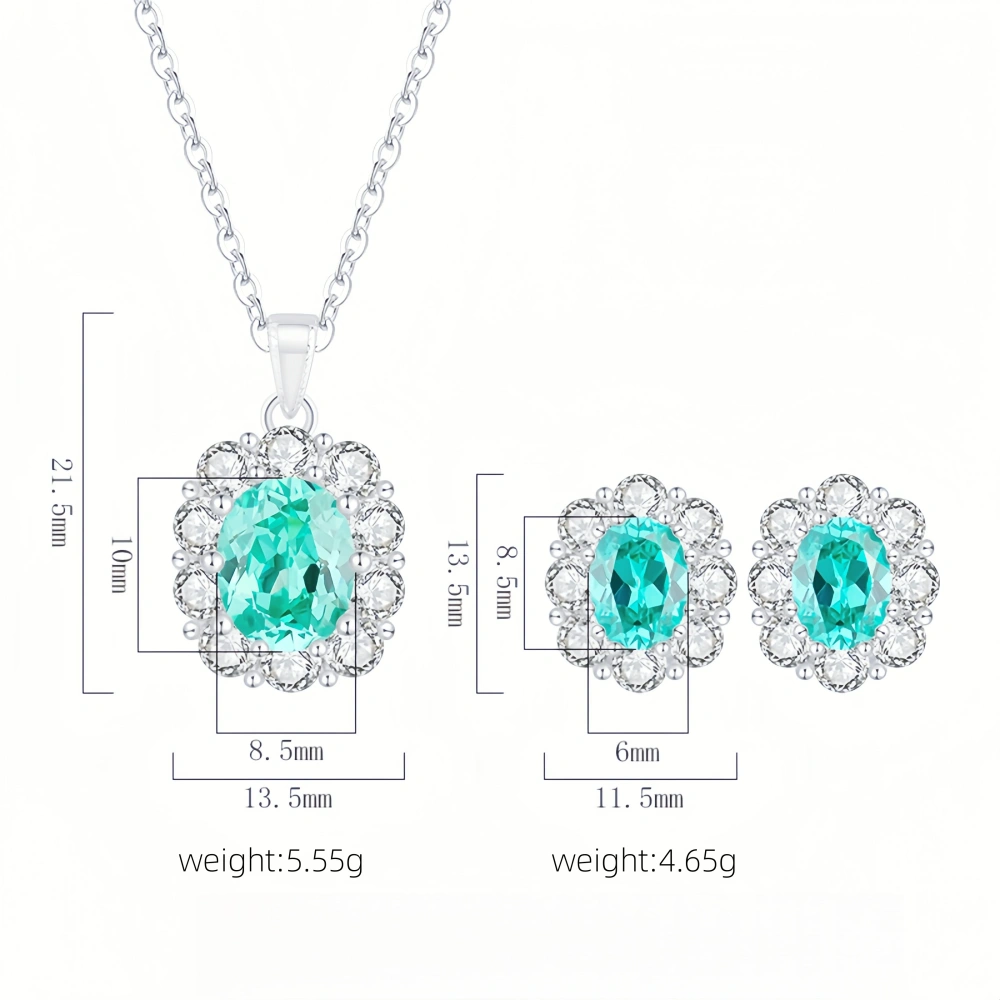 WINKIN WINSIN Brand Real 925 Sterling Silver Jewelry Set S925 Handmade Green Tourmaline Stud Earrings Pendant Necklace For Women