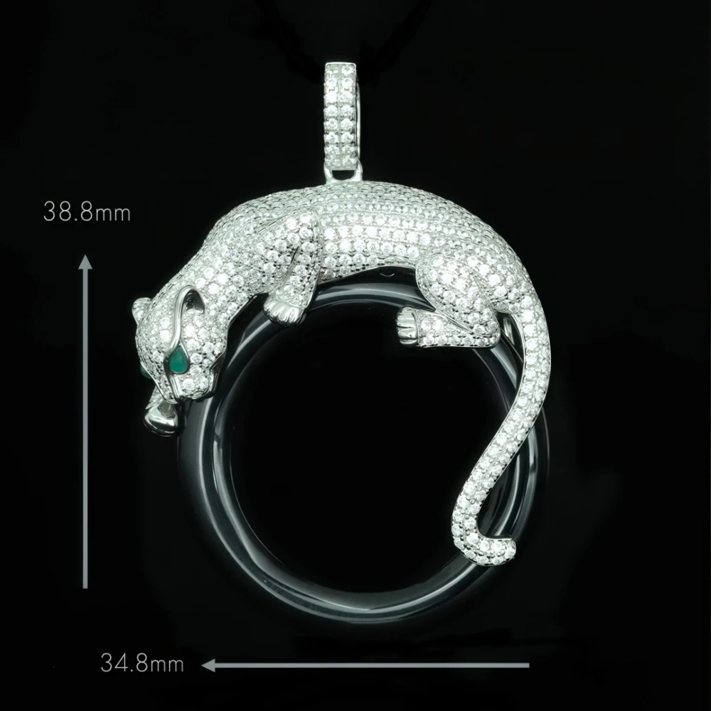 WINKIN WINSIN Brand Carbon Diamond Cheetah Enamel Gemstones Women Leopard Pendant 925 Sterling Silver Necklace Pendants Jewelry