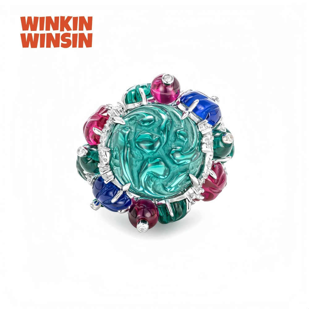 WINKIN WINSIN Brand MST Luxury Brand Designer 925 Sterling Silver Ring Lab Grown Gemstones Tutti Frutti Rings Fine Jewelry