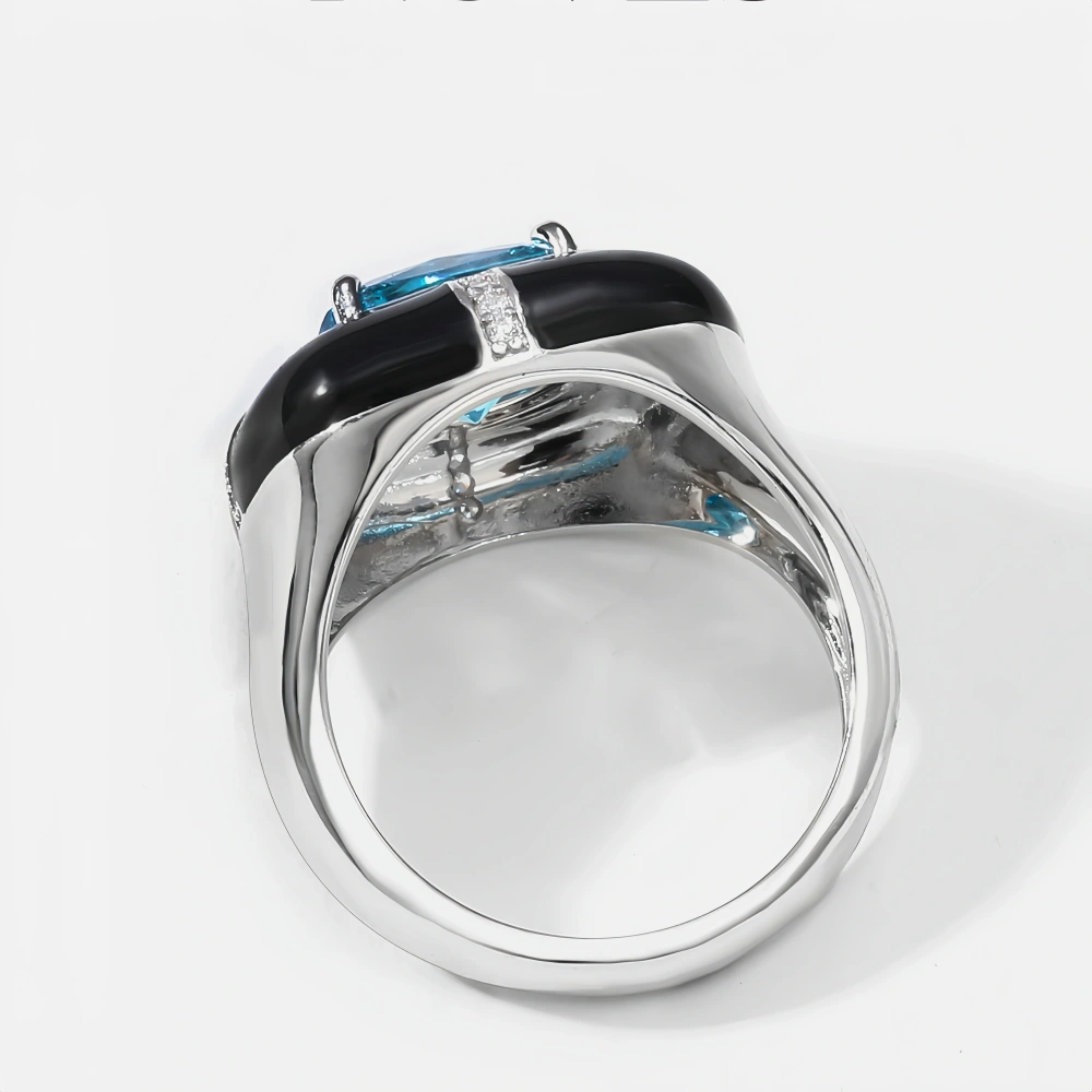 WINKIN WINSIN Brand MST Luxury 925 Sterling Silver Enamel Sapphire Square Rings For Women Girls Gemstones Ring Fine Jewelry
