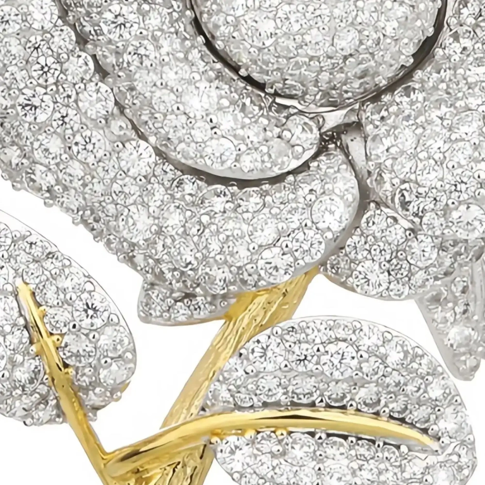 WinkinWinsin Rare 3D Craft 925 Sterling Silver Brooches Women Rose Flower Brooch 24K Gold Plated Brooch Necklace Pendant Jewelry