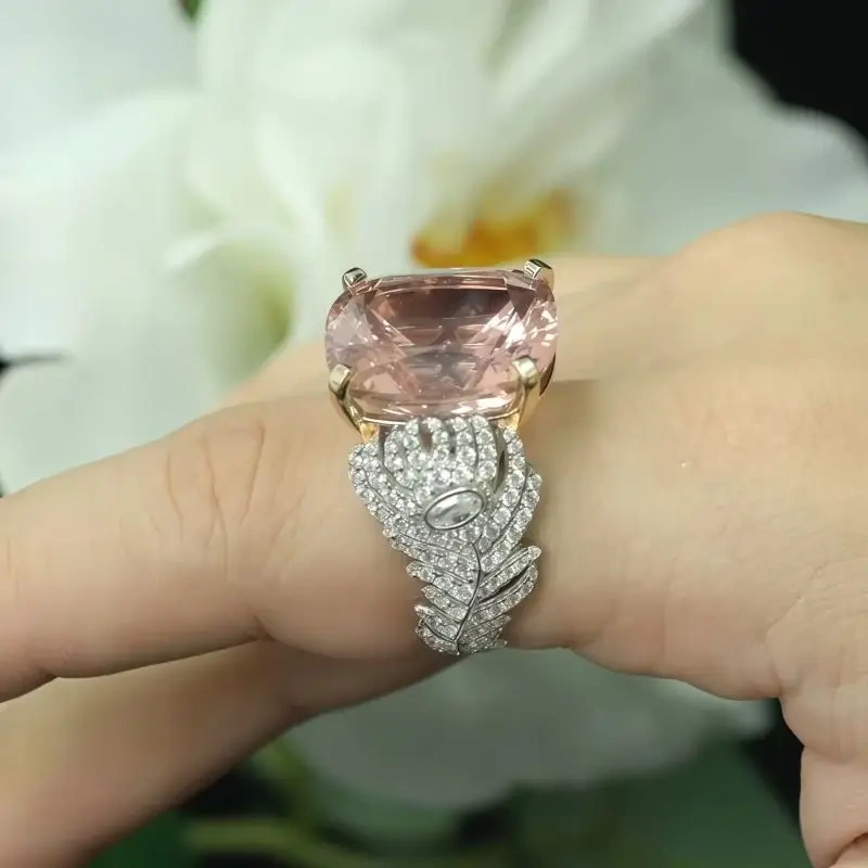 WINKIN WINSIN Brand MST Feather Gemstones 925 Sterling Silver Rings For Women High Quality Feather Diamond Ring Fine Jewelry