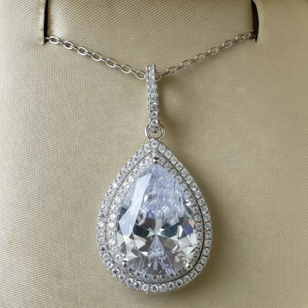WINKIN WINSIN Brand MST Fashion 8.8ct Artificial Sapphire Lab Grown High Carbon Diamond Water Droplet Pendants Necklaces Jewelry