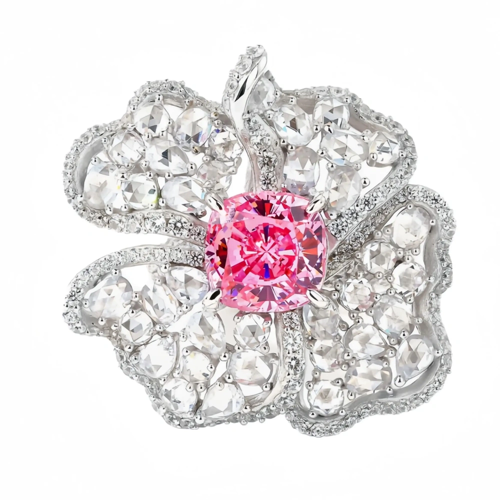 WINKIN WINSIN Brand MST 925 Sterling Silver Rose Petal Rings with High Carbon Diamond Blue Sapphire Rings Jewelry